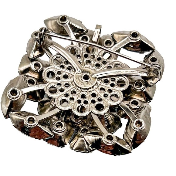 VINTAGE Judy Lee Brooch Gray Green Blue Iridescent - Picture 6 of 6